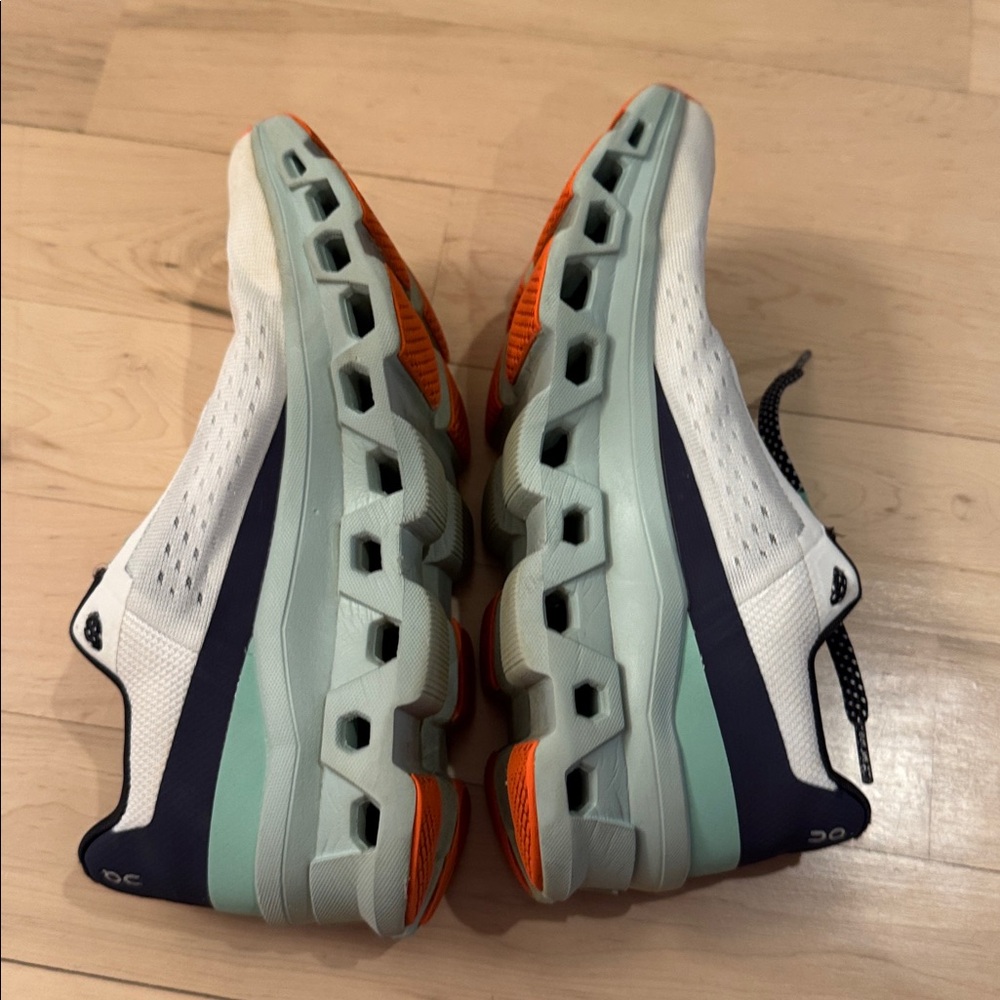 On Running Women's White and Mint Sneakers - Picture 7 of 10